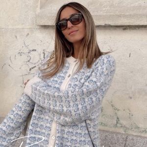 ZARA oversized knit jacquard cardigan blogger insta favorite